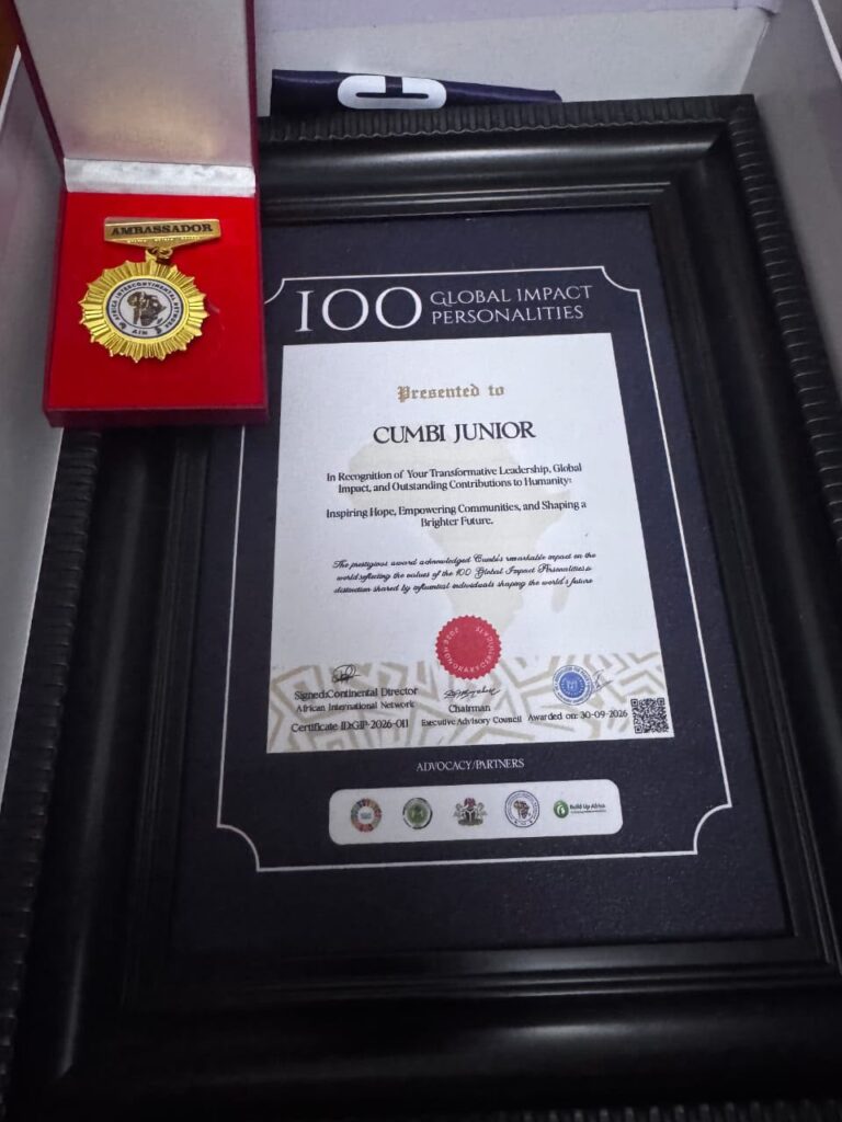 Civil Diplomat Cumbi Júnior has received recognition among the 100 Global Impact Personalities